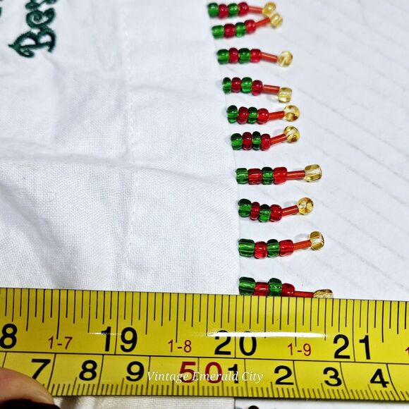 Christmas Stitched Hand Towel Friends Make The Best Presents Santa Rudolf Beaded - Picture 7 of 12